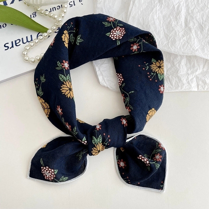 Women's Sweet Minimalist Color Block Cotton And Linen Printing Scarf