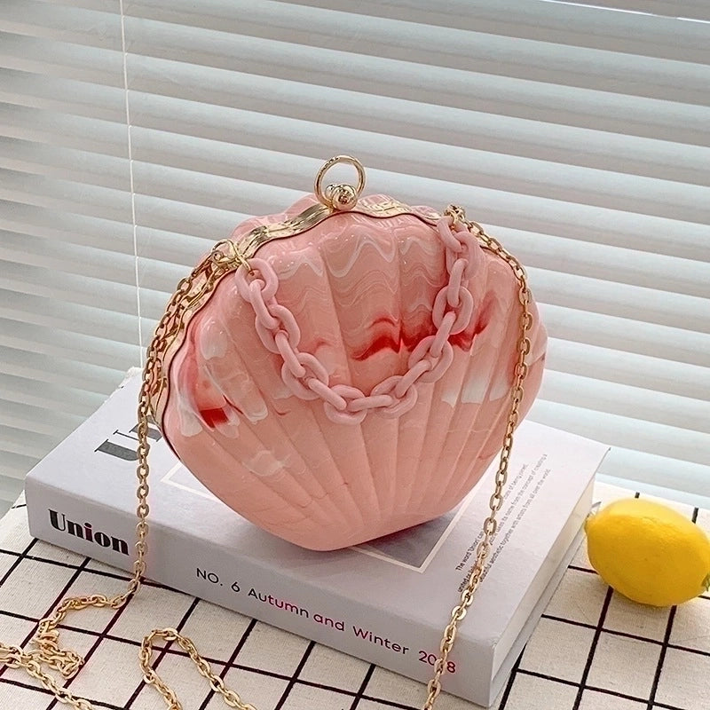 Women's Small Arylic Waves Cute Lock Clasp Dome Bag