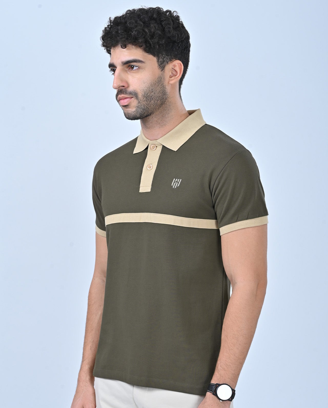 Aero Organic Olive Green Retro Polo T-Shirt