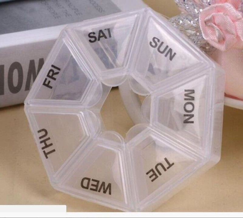 One Week 7-corner Medicine Box Round 7-compartment Portable One Week Sub-packed Small Medicine Box Mini 7-day Portable Medicine Accessories Box