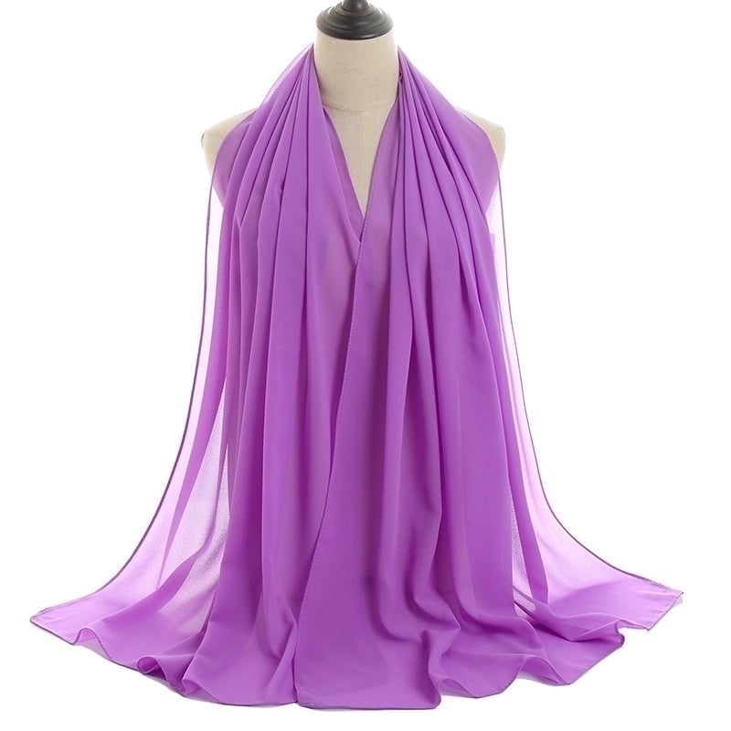Women's Minimalist Solid Color Chiffon Cotton Linen Scarves