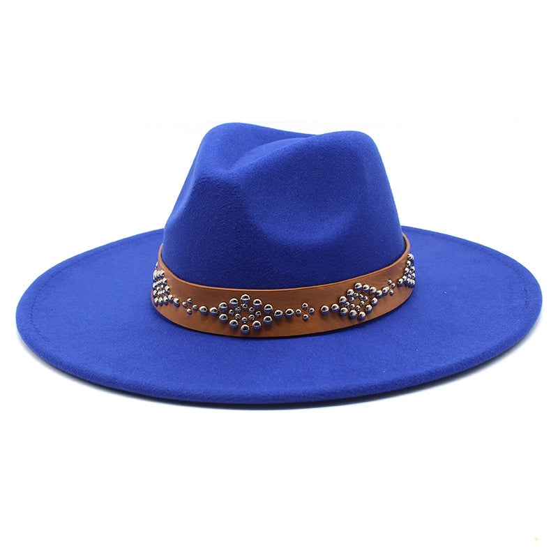 Autumn And Winter Wool Big Brim Jazz Hat Men's And Women's Fashion Casual 9.5cm Big Edge Jazz Hat Felt Hat