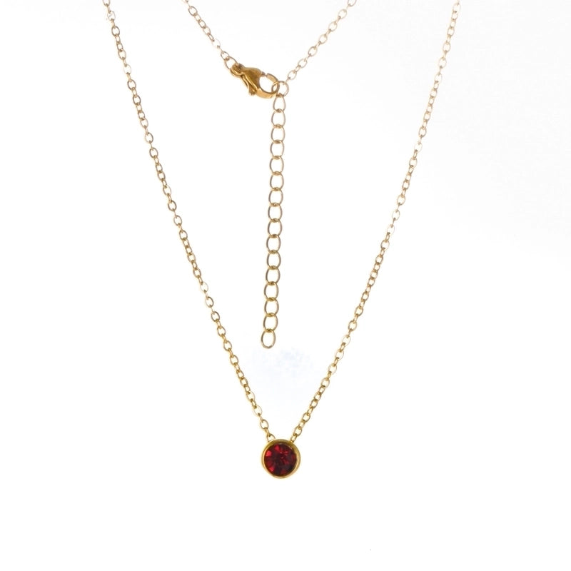 Stainless Steel 18K Gold Plated Rose Gold Plated IG Style Plating Inlay Round Birthstone Pendant Necklace