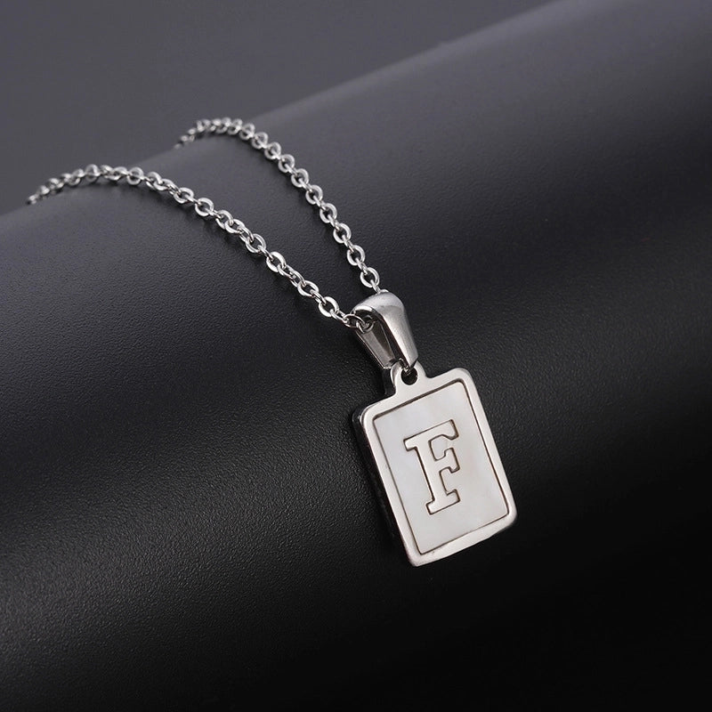 Minimalist Letter Rectangle 304 Stainless Steel Titanium Steel Shell 18K Gold Plated Plating Pendant Necklace
