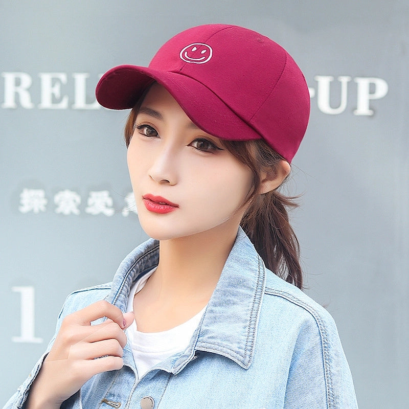 Unisex Basic Minimalist Smile Face Curved Eaves Baseball Cap