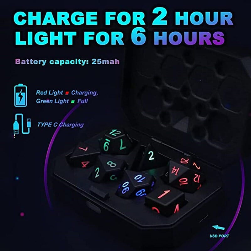 DND Dice Rechargeable with Charging Box7 PCS