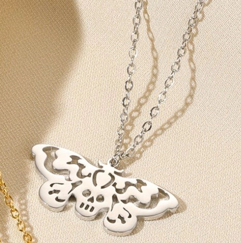 Minimalist Devil's Eye Heart Shape Butterfly Stainless Steel Plating Hollow Out Pendant Necklace