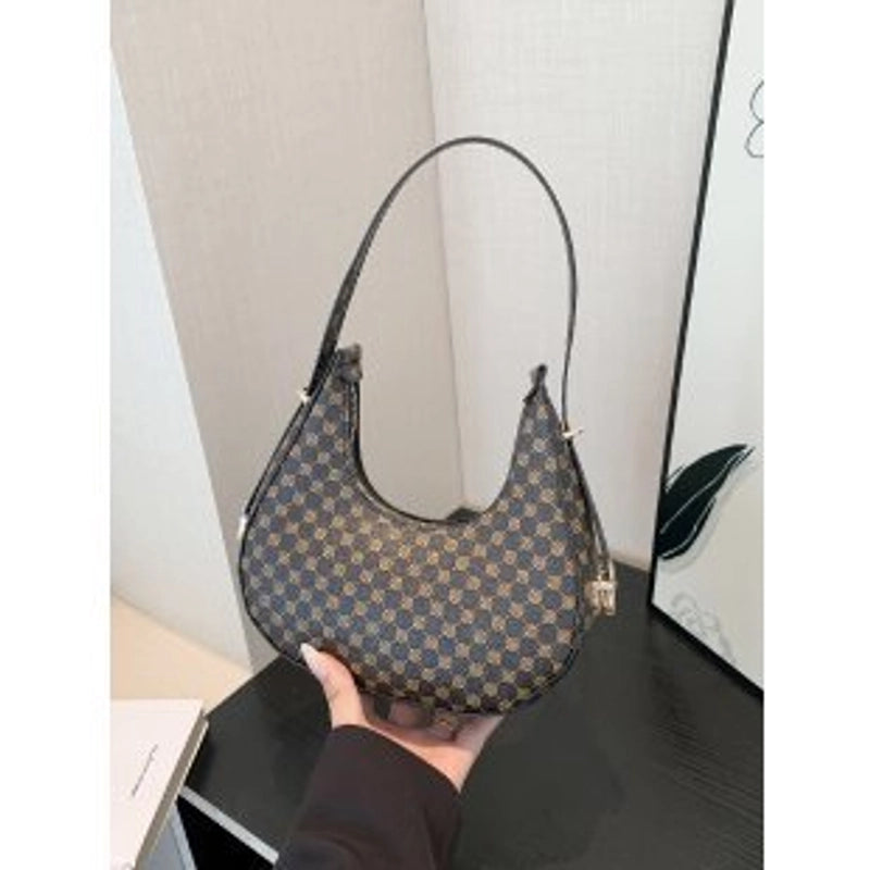 Women's Medium Pu Leather Houndstooth Zebra Classic Style Streetwear Pillow Shape Zipper Underarm Bag