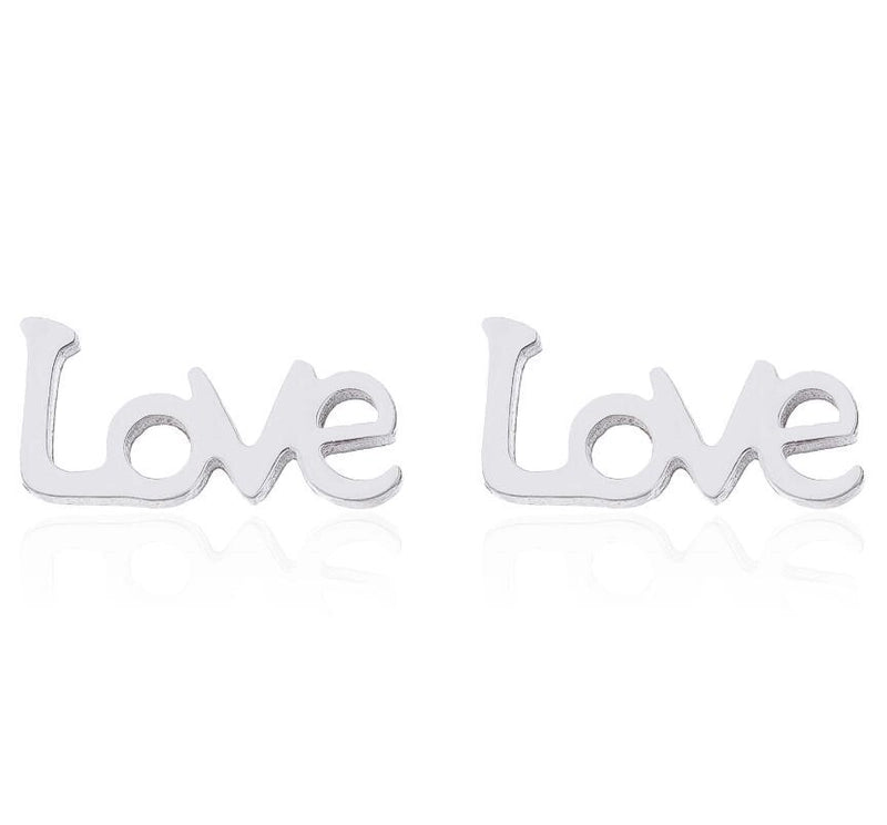 Minimalist Letter Cat Elephant Stainless Steel Plating Hollow Out Ear Studs 1 Pair