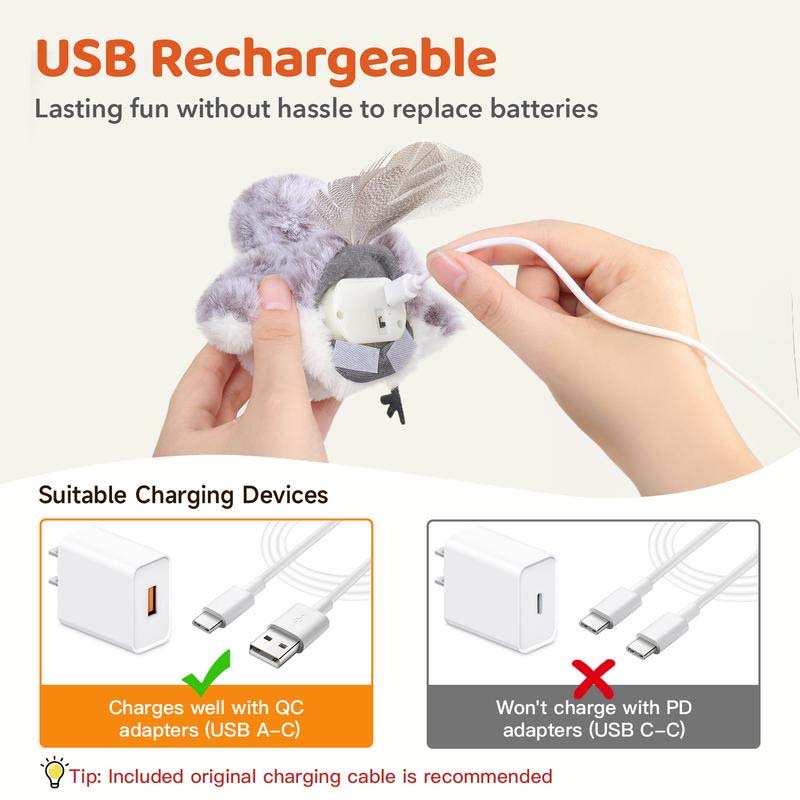 Rechargeable. Interactive Cat Exercise Toys. Lifelike Bird