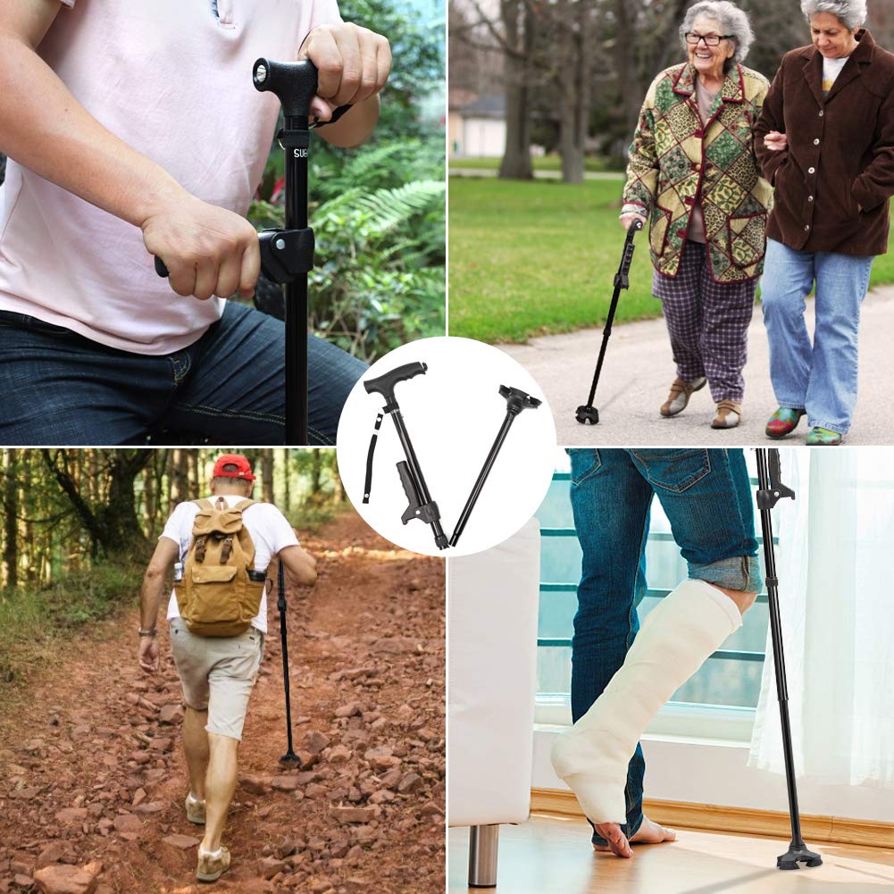 🔥2023 NEW YEAR SALE -Aluminum alloy with LED light non-slip foldable walking stick