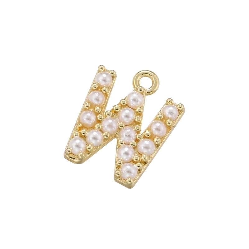 Casual Elegant Minimalist Letter Copper Plating Inlay Artificial Pearls 18k Gold Plated Charms