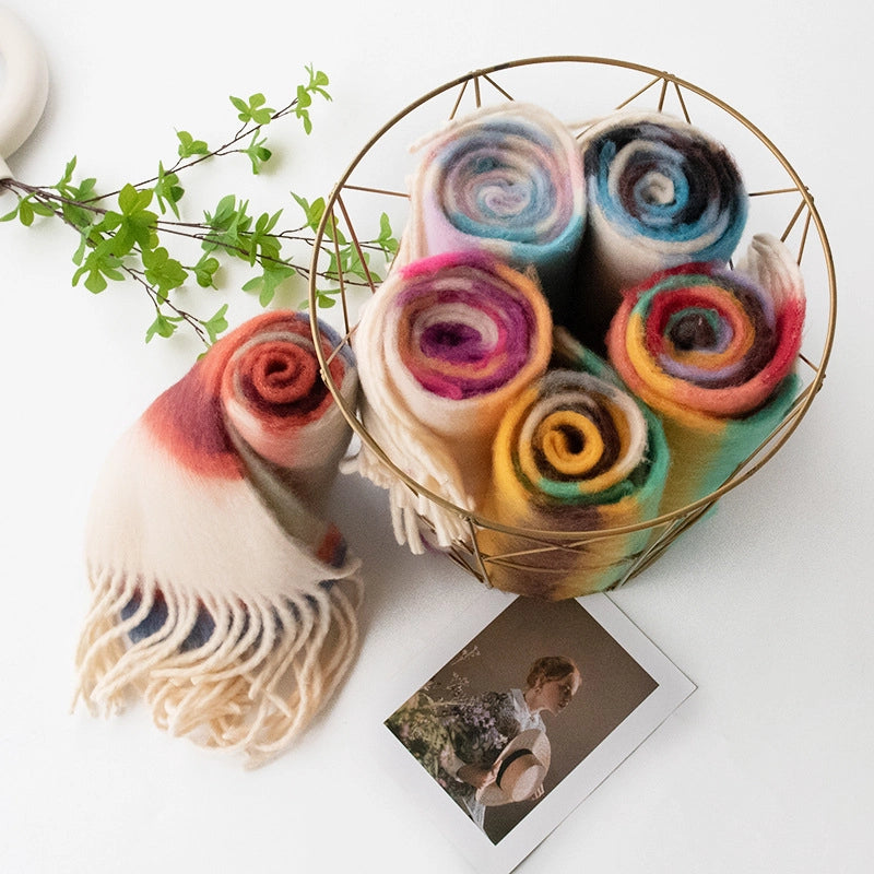 Maillard Plaid Scarf High-Grade Women's Autumn And Winter 2024 New Fluffy Large Brushed Shawl Thickened Warm Fashion