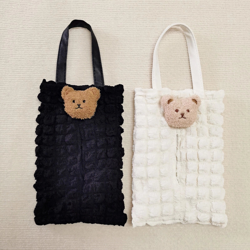 Casual Vacation Solid Color Bubble Fiber Fabric Tissue Dispenser
