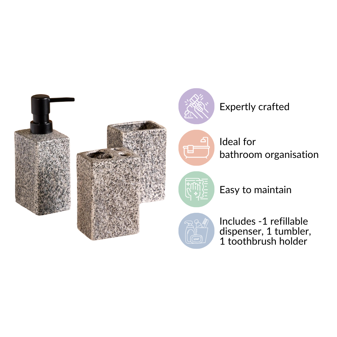 Natural Stone Textured Bathroom Set Of 3