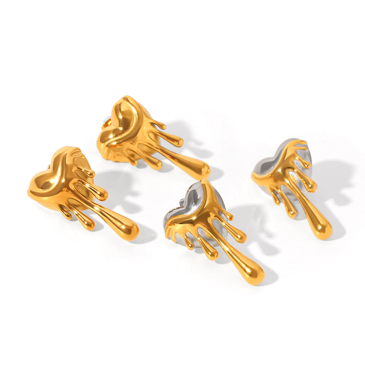 Ins Style Color Matching Stainless Steel Lava Love Earrings Female Earrings Melted Heart-Shaped Earrings