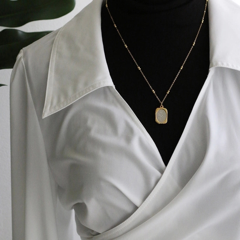 Cute Sweet Classic Style Heart Shape Floral Bow Knot 304 Stainless Steel Pendant Necklace