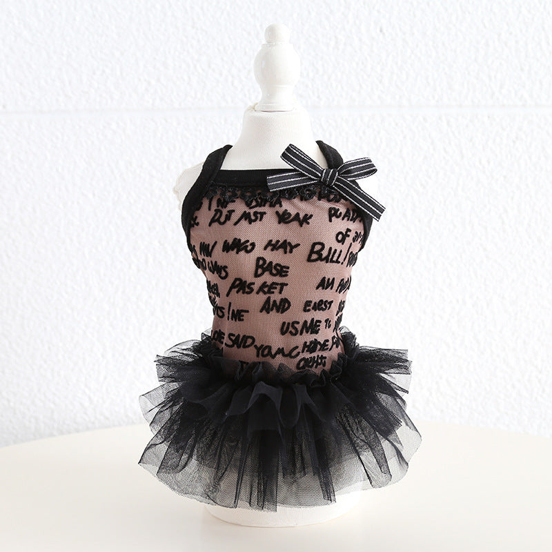 Sweet Letter Printed Lace Dog Cat Dress