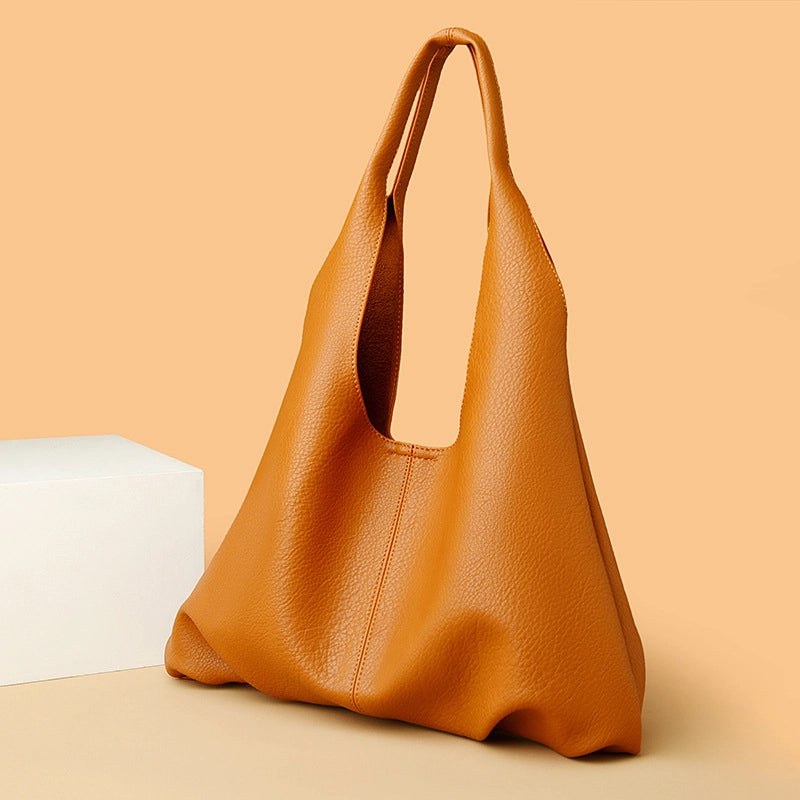 Women's Medium Pu Leather Solid Color Basic Classic Style Bucket Magnetic Buckle Shoulder Bag