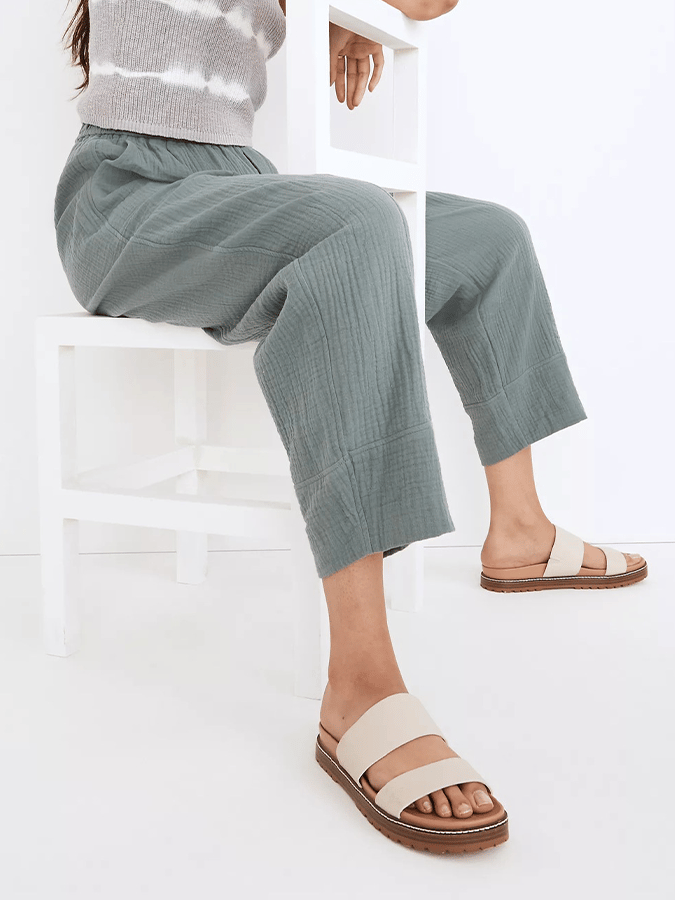 Women's Casual Solid Color Elastic Waist Cotton Linen Pants