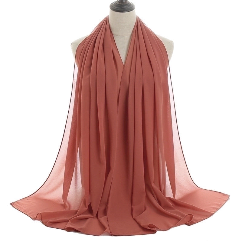 Women's Minimalist Solid Color Chiffon Cotton Linen Scarves