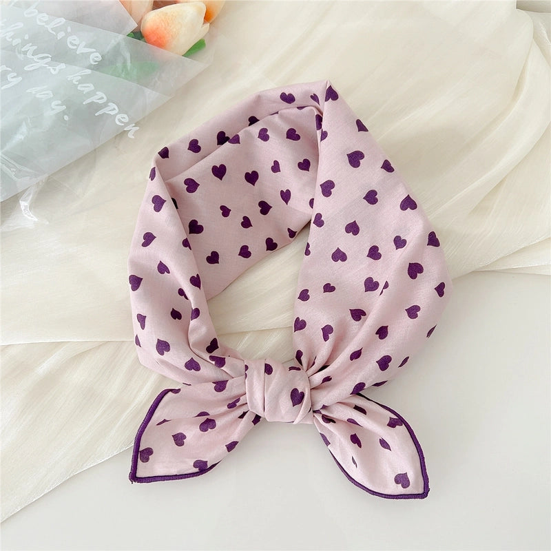 Women's Elegant Sweet Ditsy Floral Polka Dots Heart Shape Polyester Silk Scarf