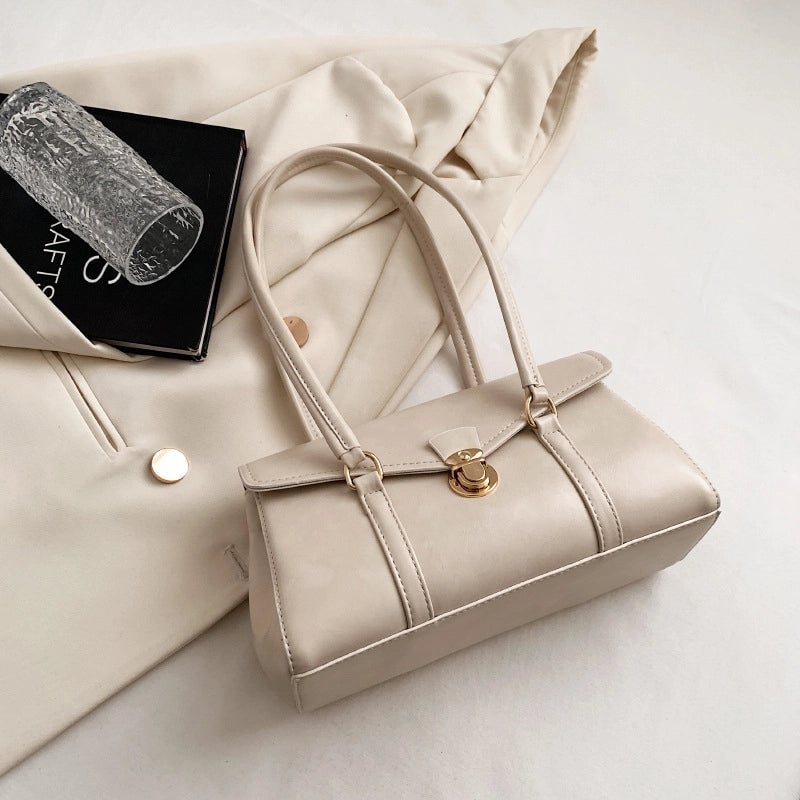 Women's Medium Pu Leather Solid Color Elegant Lock Clasp Underarm Bag