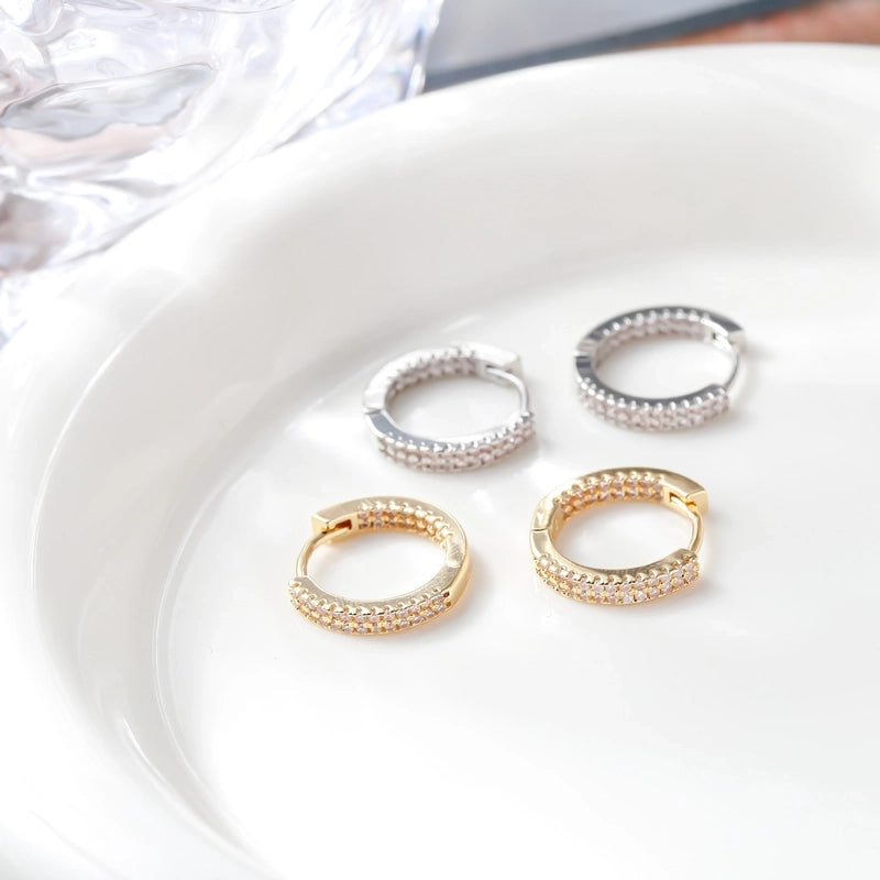 S925 Silver Needle  Europe And The United States High Sense Of Light Luxury Commuting Zircon Ear Buckle Female Full Of Drill  Wind Jewelry