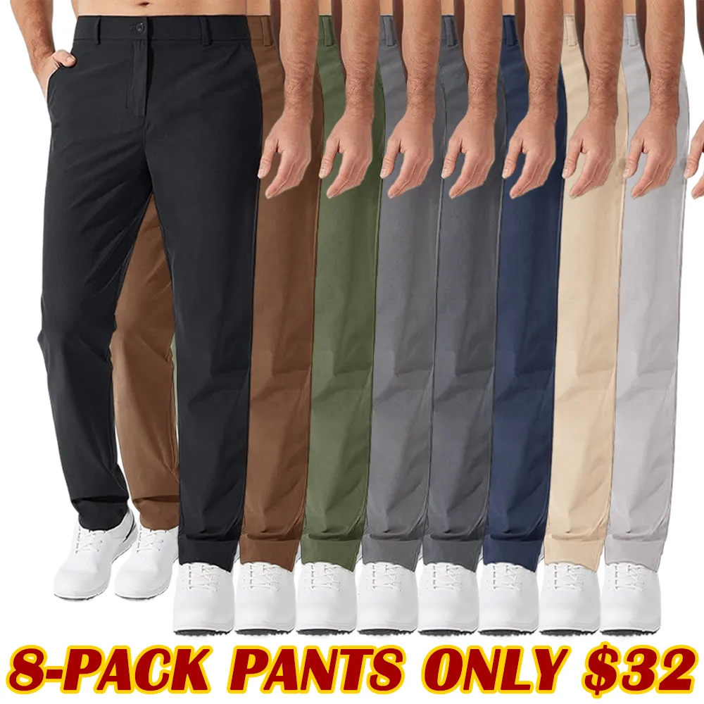 🔥9-PACK ONLY $34⚡Men's Stretch Gurkha Pants Slim Fit Dress Pants