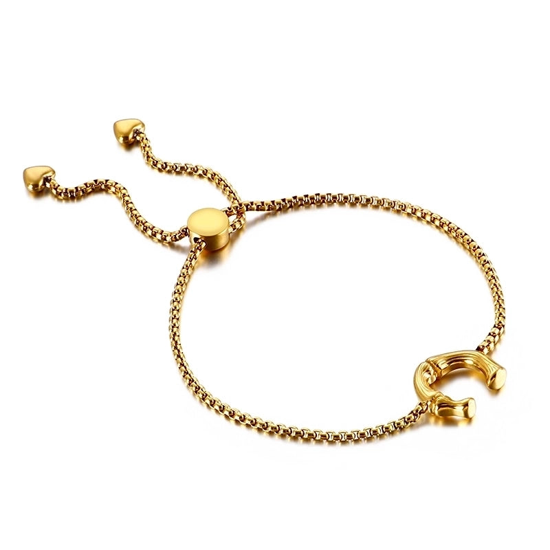 Casual Minimalist Letter Heart Shape Stainless Steel 18K Gold Plated Bracelets In Bulk