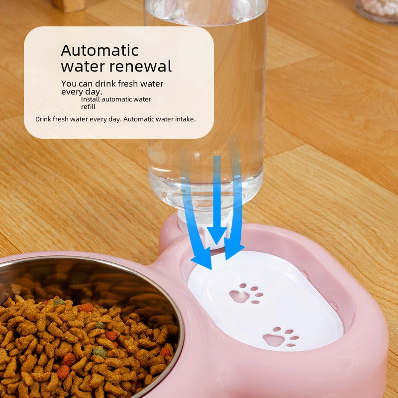 Pet Bowl Small Panda Bowl Pet Stainless Steel Dog Bowl Dog Double Bowl Automatic Feeding Drinker Manufacturers