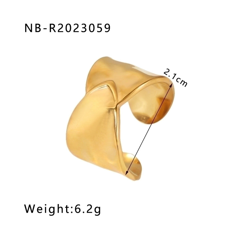 2 Pieces Stainless Steel 18K Gold Plated IG Style Basic Minimalist Plating Tree Symbol Lingge Open Rings