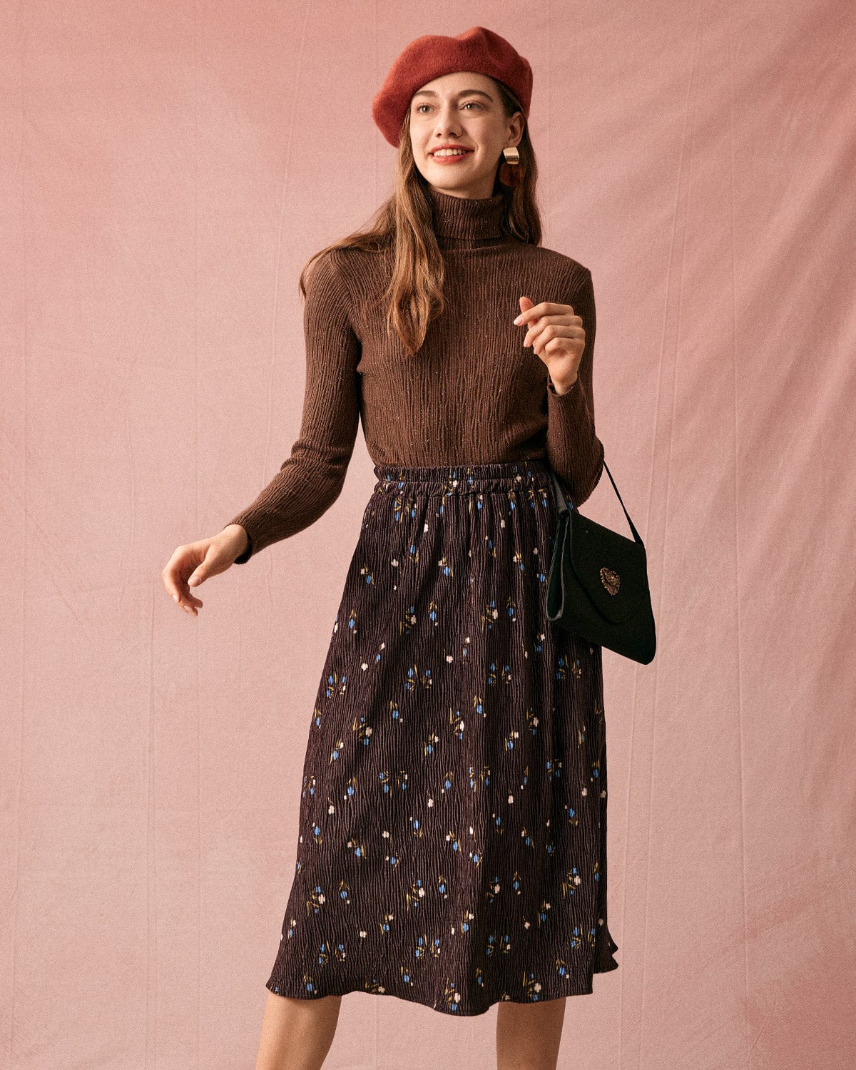 The Solid Textured Turtleneck Knit Top