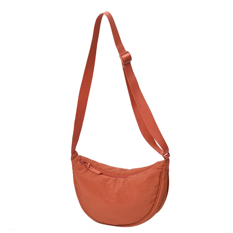 Women's Nylon Solid Color Streetwear Dumpling Shape Zipper Crossbody Bag