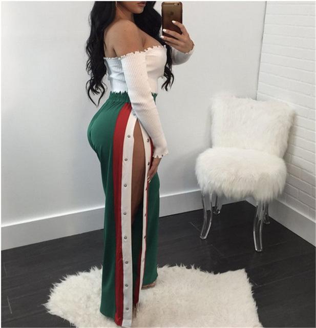 Side Stripe Buttoned Trousers