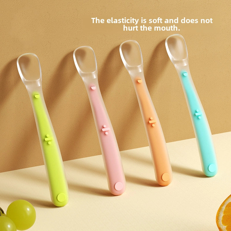 Silicone Spoon Newborn Baby Supplementary Food Spoon Baby Feeding Water Soft Spoon Children's Tableware Training Eating Fruit Mud
