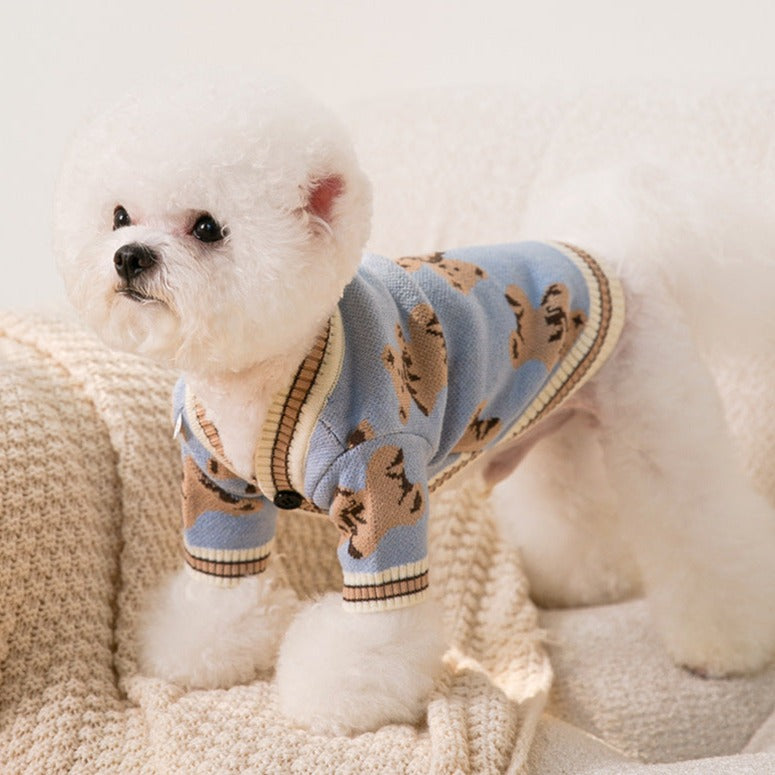 Bear Printed Dog Cat Cardigan