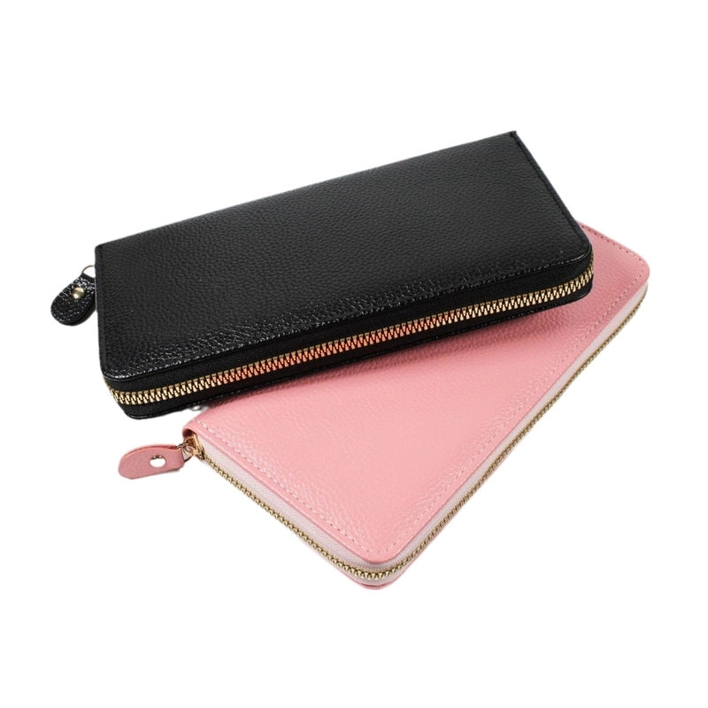 Women's Solid Color Pu Leather Zipper Wallets