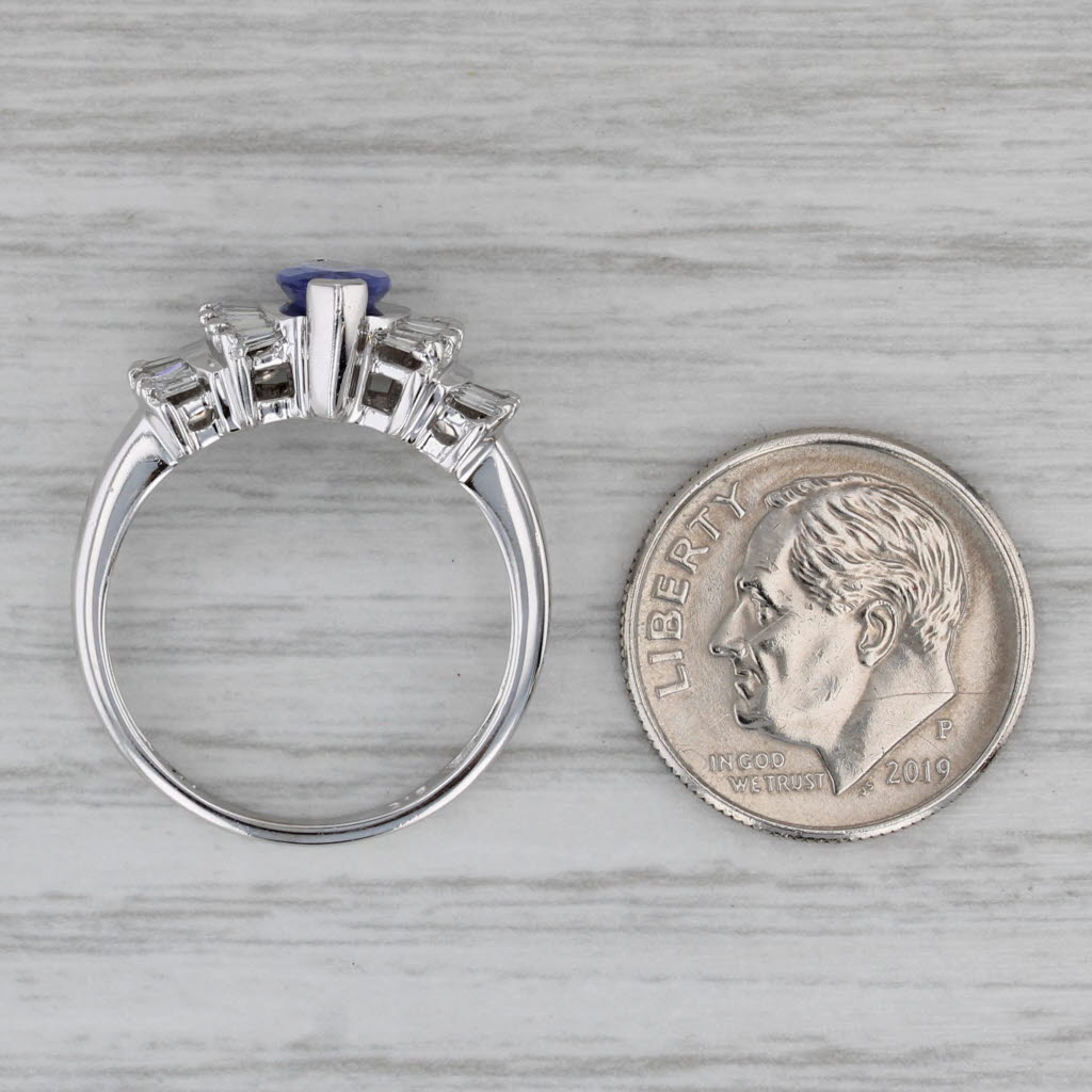 1.50ctw Marquise Tanzanite Diamond Ring 14k White Gold Size 7