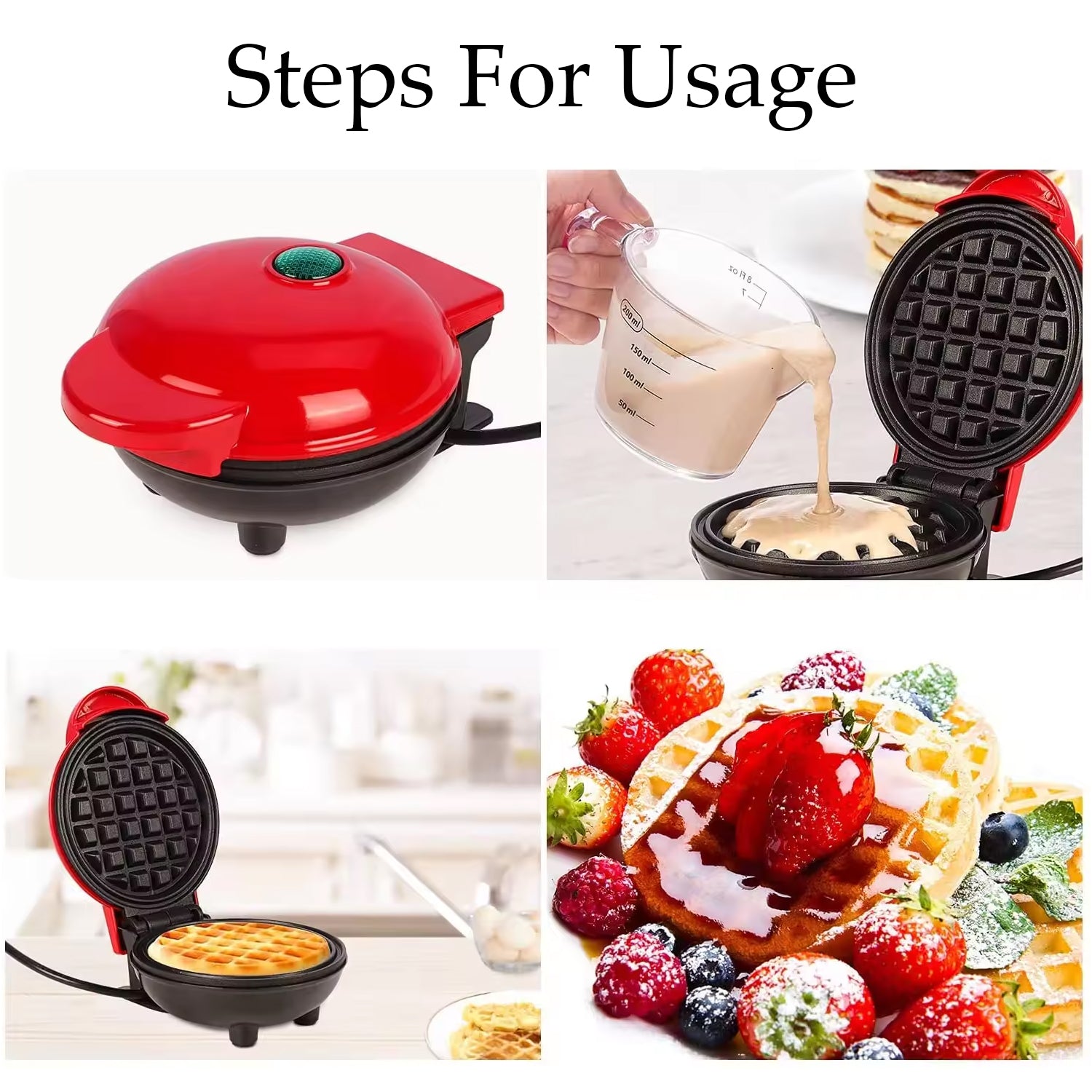 Mini Waffle Maker Machine Waffle Iron Home Appliances Kitchen Gift Easy To Clean. On-Stick Surfaces. Perfect Breakfast. Dessert. Sandwich. Pan Cakes. Paninis / Other Snacks Machine