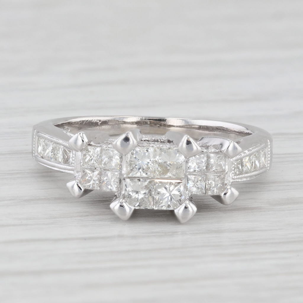 1.06ctw Princess Diamond Engagement Ring 14k White Gold Size 6 3-Stone