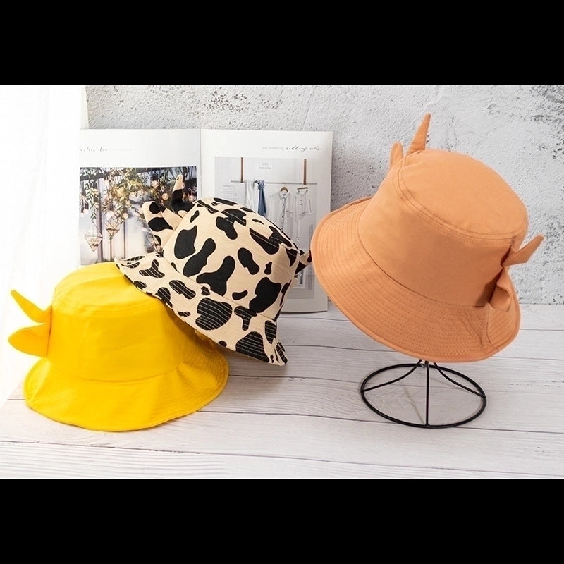 Unisex Cartoon Style Cute Basic Cow Pattern Wide Eaves Bucket Hat