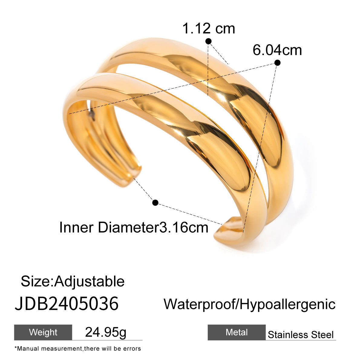 Stainless Steel Gold Pearl Bracelet Open Bracelet Titanium Steel Bracelet
