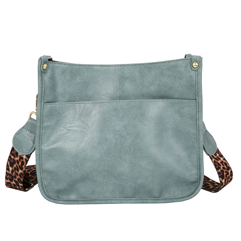 Women's Medium Pu Leather Solid Color Leopard Streetwear Zipper Crossbody Bag