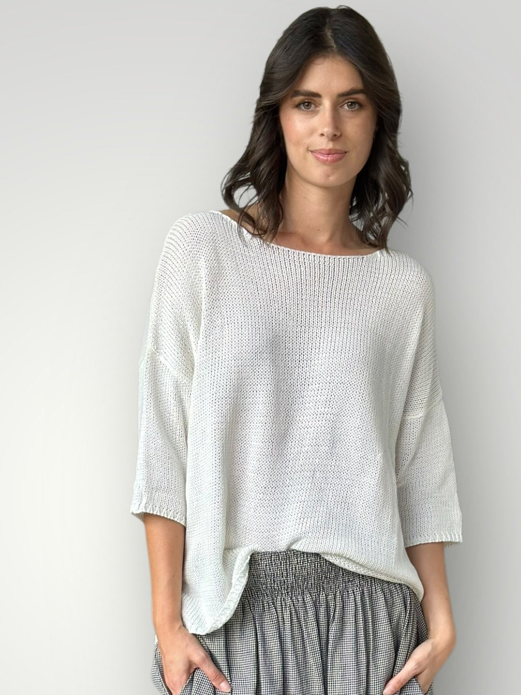 alex top - warm white cotton knit