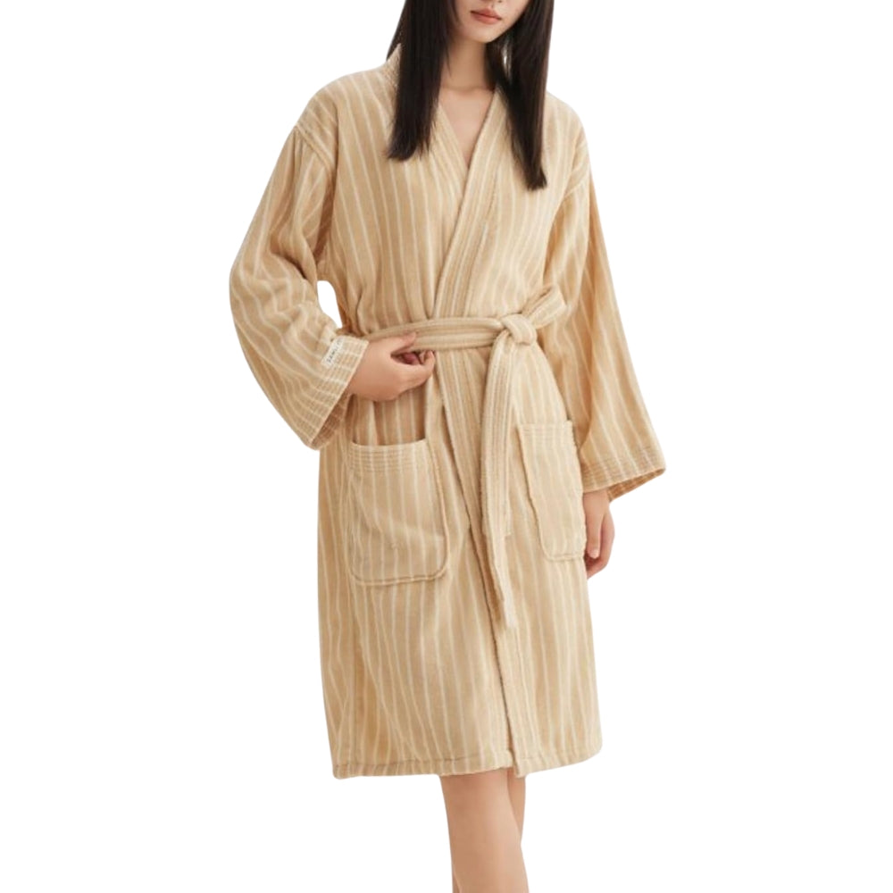 Comfortable Striped Cotton Bathrobe