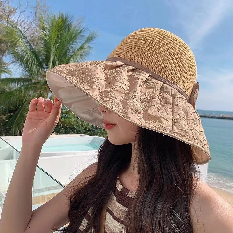 Women's Elegant Solid Color Bow Knot Big Eaves Sun Hat
