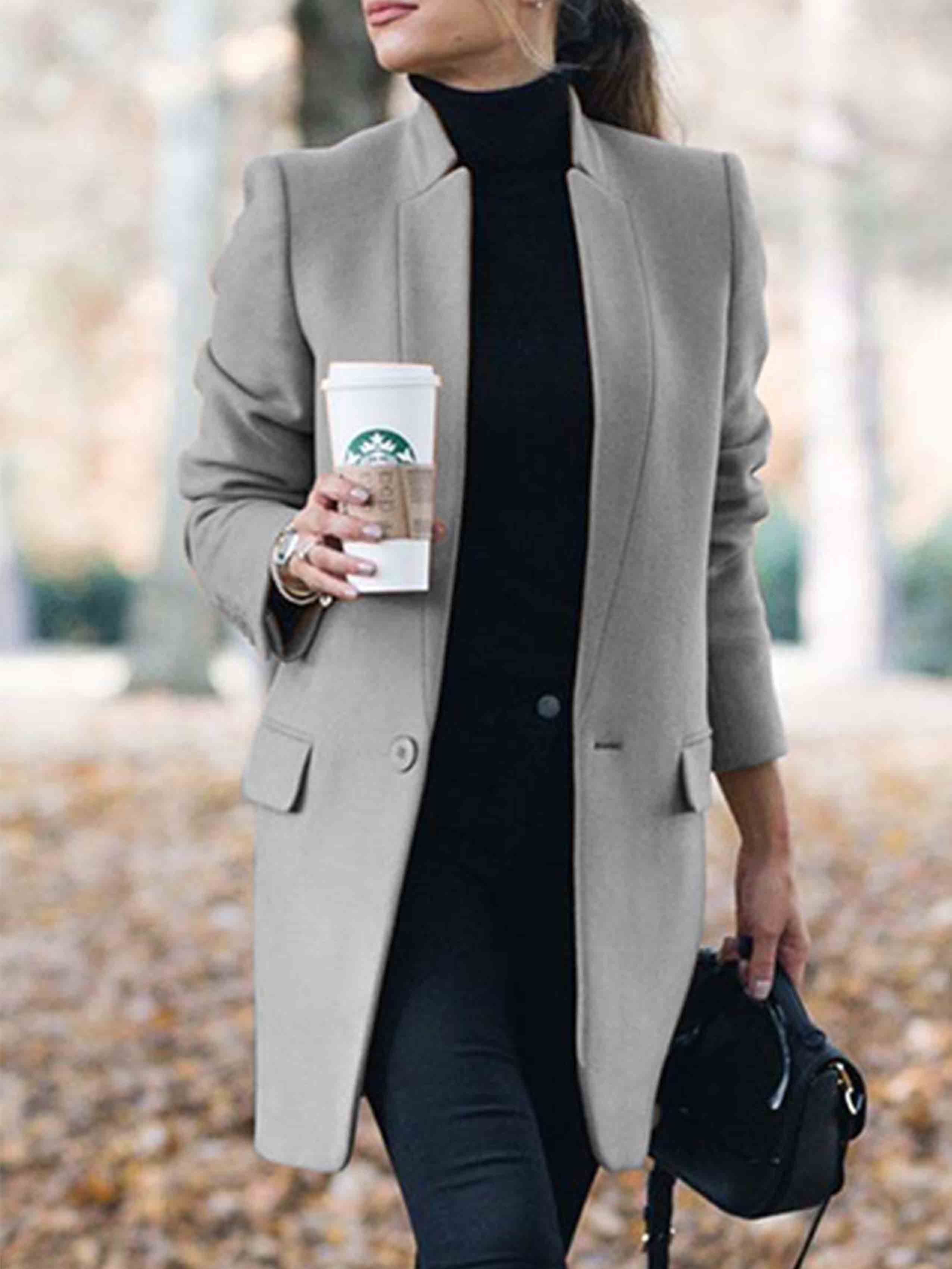 One Button Khaki Coat