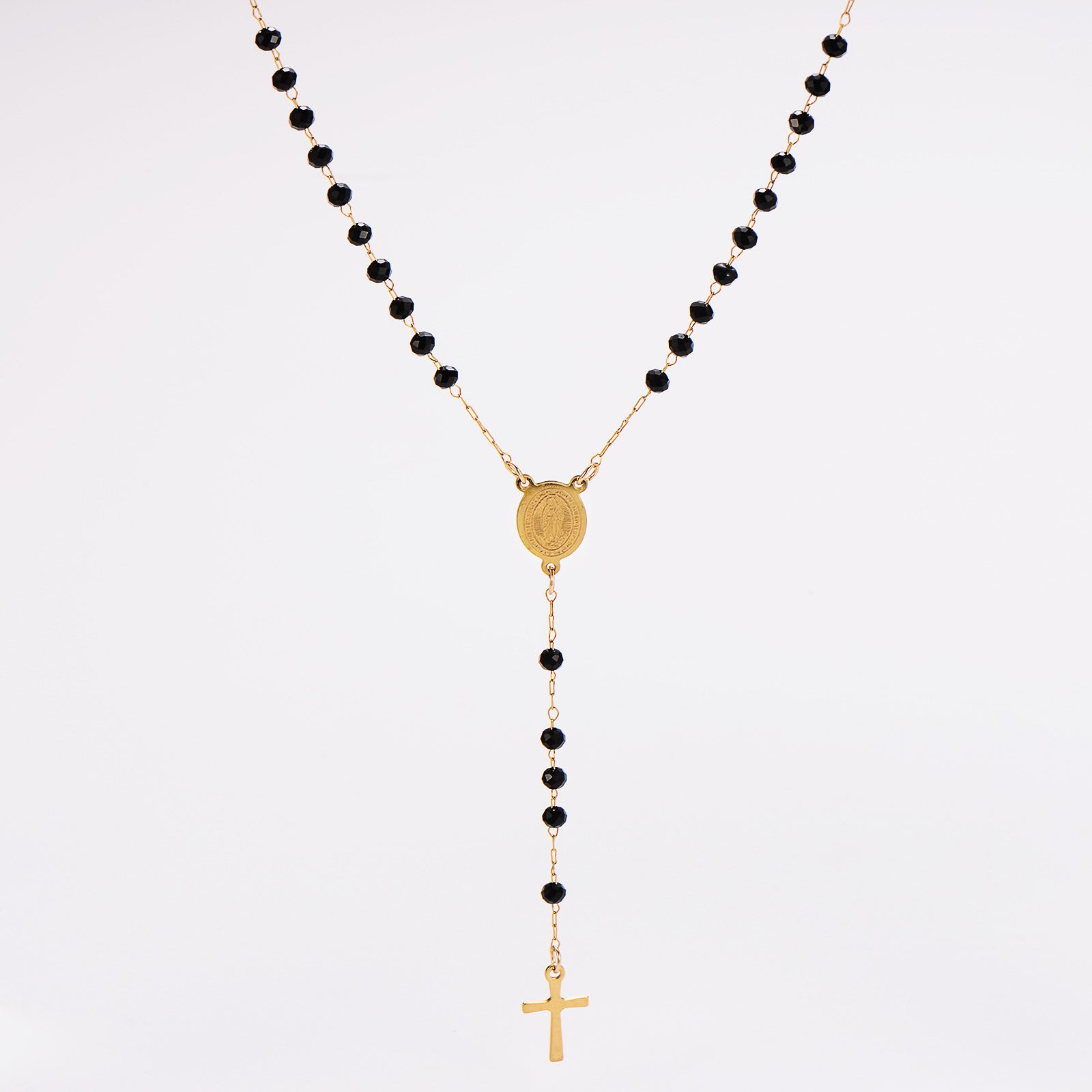 Aml Hot Sale Stainless Steel Beads Rice Bead Chain Clavicle Chain Cross Necklace