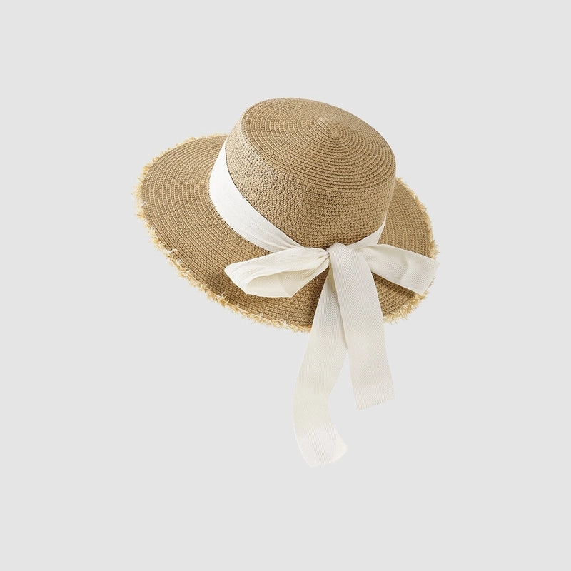 Women's Vacation Minimalist Letter Solid Color Big Eaves Straw Hat